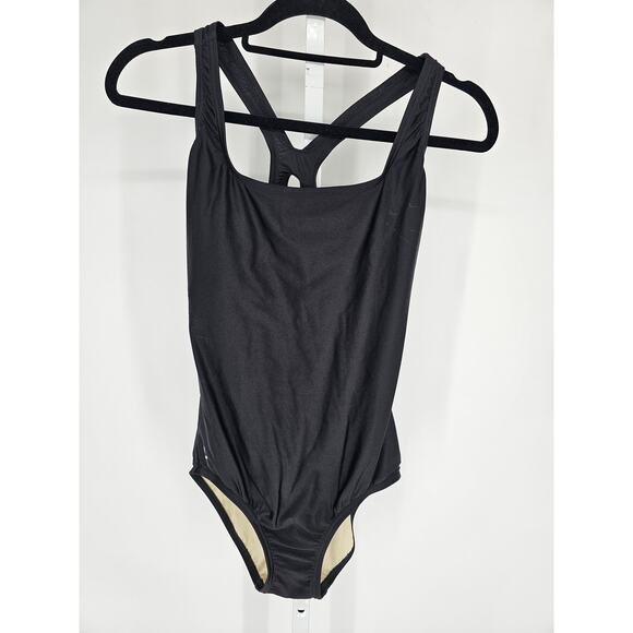 Speedo Womens Sz XL One Piece Swimsuit Athletic Cut Solid Black - Picture 1 of 4